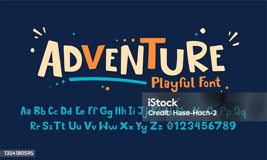 istock Vector Illustration Playful Handmade Typography. Font For Kids And Games 1354180595