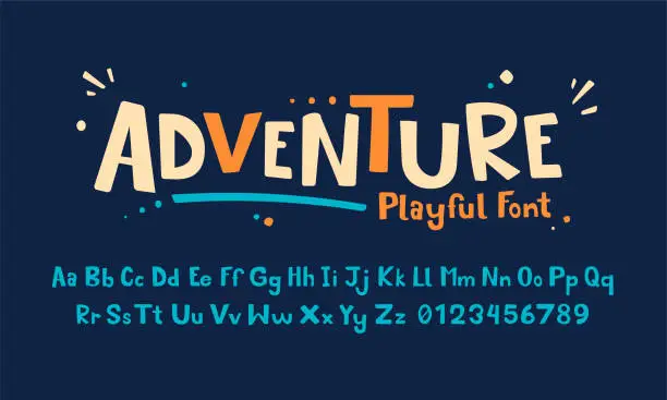 Photo of Vector Illustration Playful Handmade Typography. Font For Kids And Games