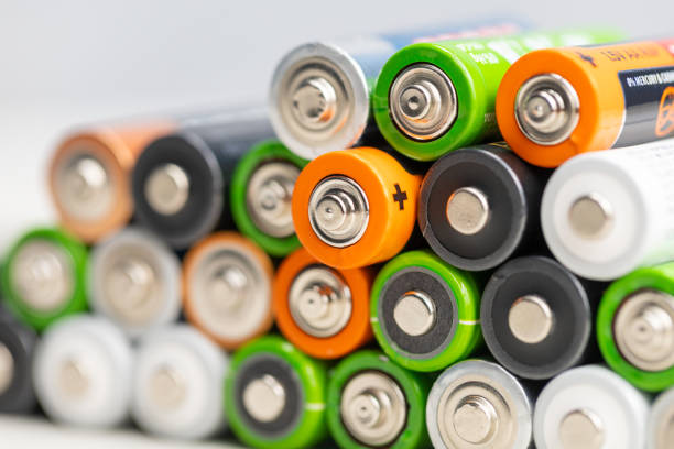 istock Stack of batteries out of focus 1354180854