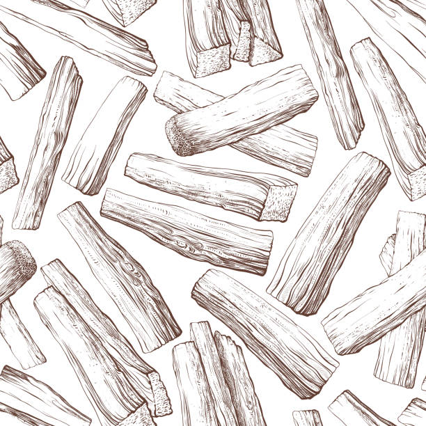 Texture tree, stacks of firewood seamless pattern Texture tree, stacks of firewood seamless pattern. Vector texture background. Hand drawn rustic set. Preparation of wood in the forest. oak fire stock illustrations