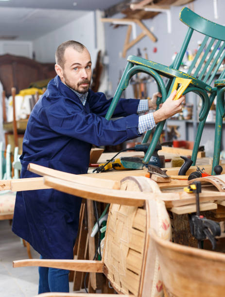 istock Craftsman measuring vintage armchair 1354192922
