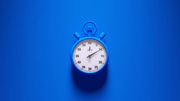 istock Blue Stopwatch Time Clock Alarm Watch White Face Timer Blue Background 1354194002