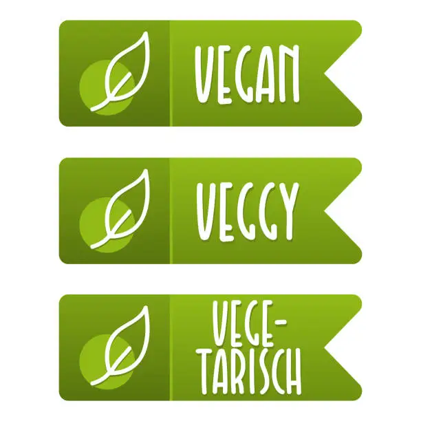Vector illustration of Vegan Label and Vegetarian Banner Set.