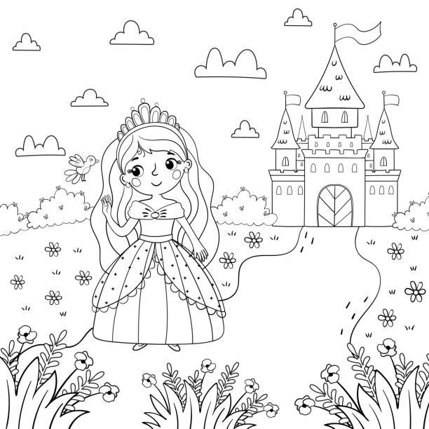 Princesas Para Colorear Vectores Libres de Derechos - iStock