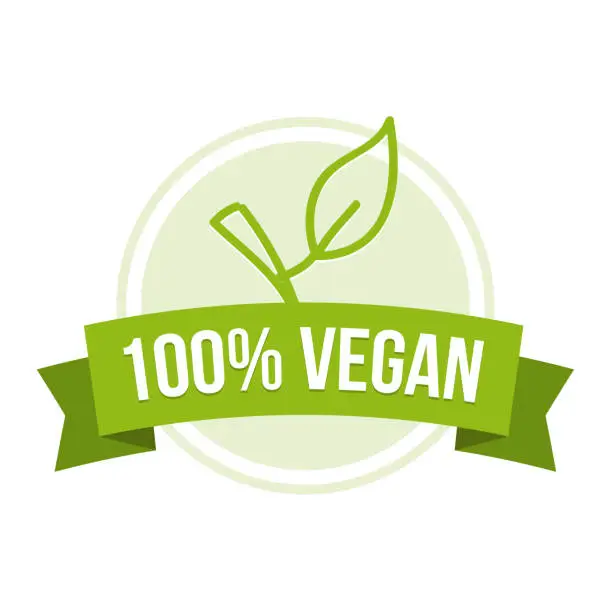 Vector illustration of 100% Vegan Seal - Healthy Nutrition