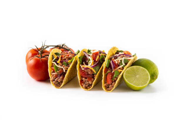 istock Traditional Mexican tacos with meat and vegetables 1354198805