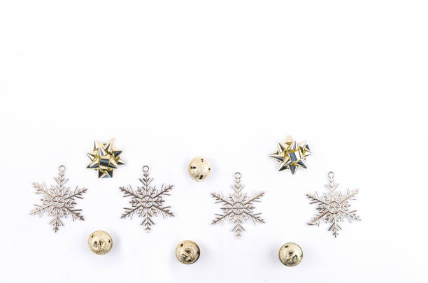 istock Christmas set with white and gold decorations 1354199894