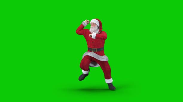 Santa Claus dances k-pop Gangnam style happy energetic dance stock photo