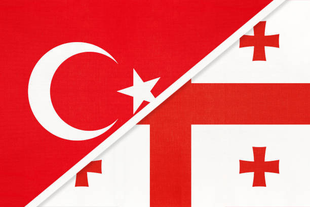 Turkey and Georgia, symbol of country. Turkish vs Georgian national flag Turkey and Georgia, symbol of country. Turkish vs Georgian national flags. georgia football stock illustrations