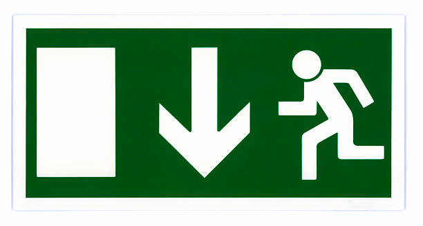 Emergency exit sign isolated Emergency exit sign isolated on white with clipping path. Photo based, not an illustration. emergency exit photos stock pictures, royalty-free photos & images