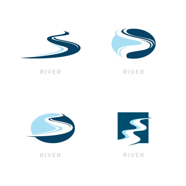 stockillustraties, clipart, cartoons en iconen met river logo vector icon illustration design - rivier