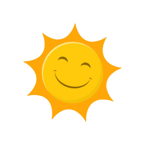 illustrations, cliparts, dessins animés et icônes de dessin animé vectoriel solaire. logo vectoriel pour la conception web. illustration vectorielle - lumière du soleil
