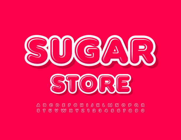 векторный креативный логотип sugar store. набор букв и цифр яркого алфавита - dessert sweet food abstract art stock illustrations