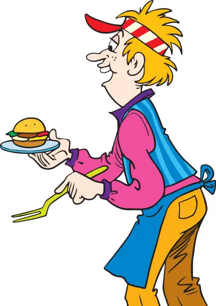 Vector illustration of Fast food restraurant worker