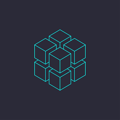 Geometric isometric cubes. The idea of a cube. Design concept of object elements. Vector flat illustration isolated.