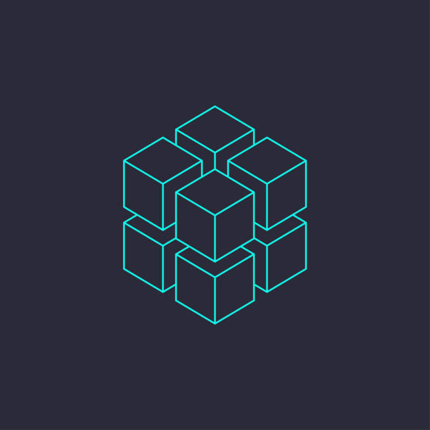 geometric isometric cubes. the idea of a cube. design concept of object elements. vector flat illustration isolated. - 積木 幅插畫檔、美工圖案、卡通及圖標