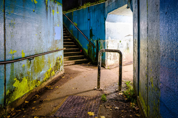istock Deserted underpass tunnel at night 1354231946