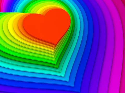 Abstract heart rainbow background