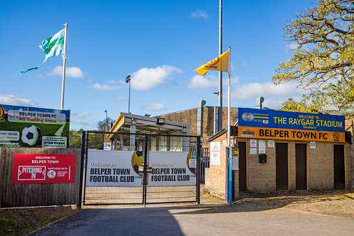 The Raygar Stadium at Belper Town Football Club in Derbyshire, England. This is a sports venue.