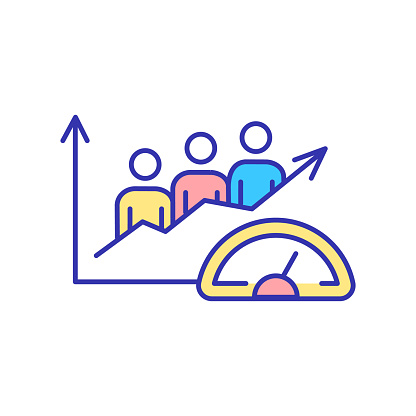 Social growth RGB color icon. Community development and progress. Innovation and improvement. Population growth. Teamwork successful changes. Isolated vector illustration. Simple filled line drawing