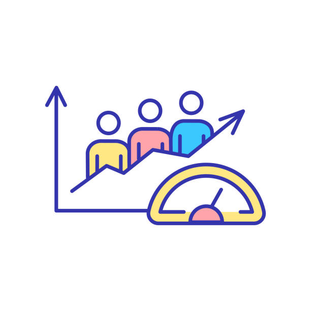 Social growth RGB color icon Social growth RGB color icon. Community development and progress. Innovation and improvement. Population growth. Teamwork successful changes. Isolated vector illustration. Simple filled line drawing population explosion stock illustrations