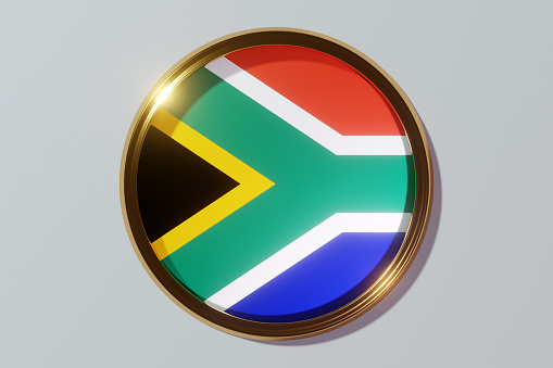 The national flag of South African Republic in the form of a round window. Flag in the shape of a circle. Country icon.