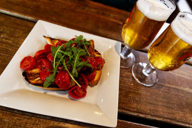 istock Italian bruschetta with tomatoes 1354240674