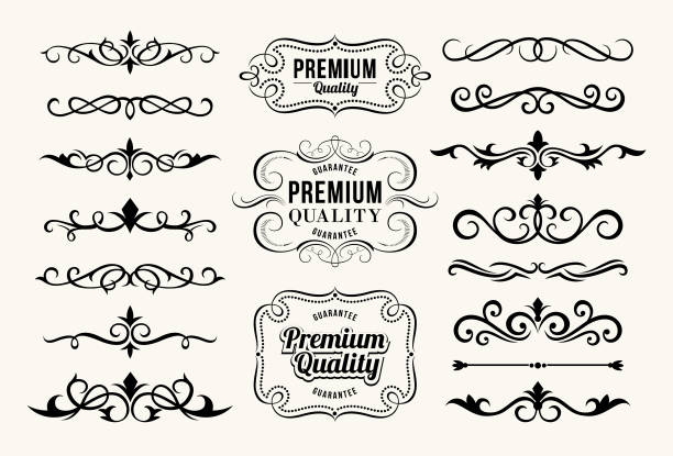 Set of the vector decorative elements for design.