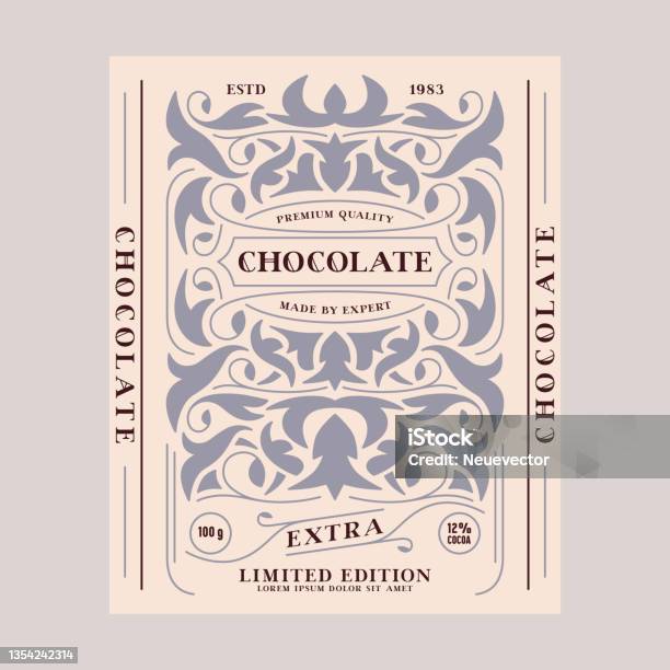 Chocolate Front Label Template Decorative Label For Chocolate Stock Illustration - Download ...