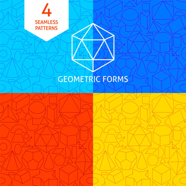 선 기하학적 양식 패턴 - geometric shape pyramid shape three dimensional shape platonic solid stock illustrations