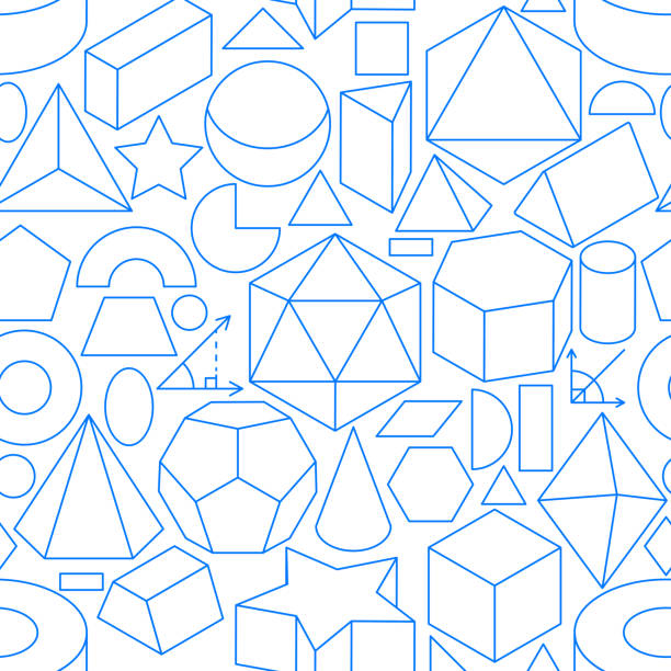 geometrische formen linien nahtloses muster - geometric shape pyramid shape three dimensional shape platonic solid stock-grafiken, -clipart, -cartoons und -symbole