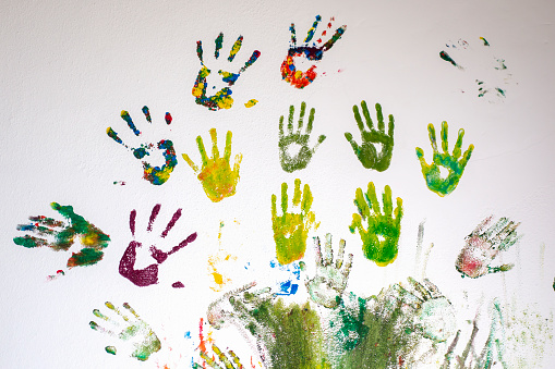 Colorful handprints