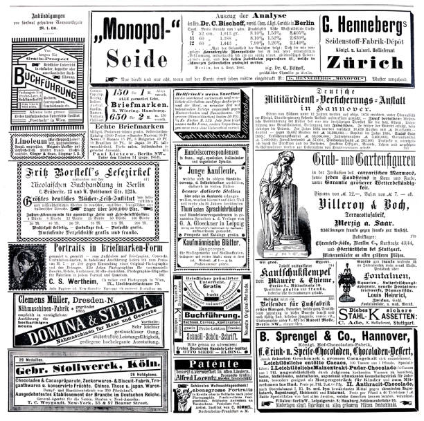 istock Ads in German magazine of 1887 including Stollwerck, Cologne 1354247942