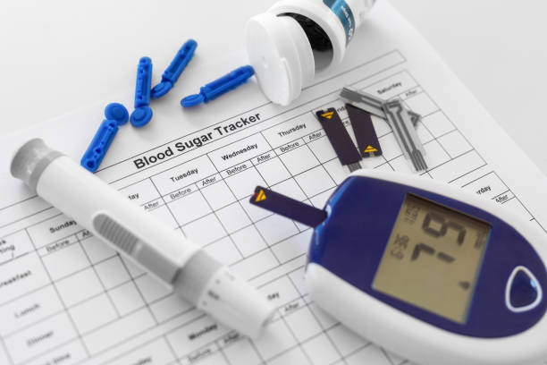 Diabetic test kit Diabetic test kit blood sugar monitoring stock pictures, royalty-free photos & images