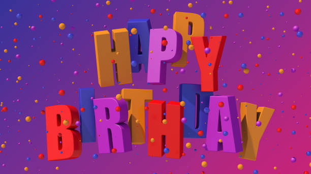 istock Bright HAPPY BIRTHDAY words. Colorful particles. Abstract illustration, 3d render. 1354250882