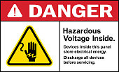 Hazardous voltage inside danger sign.