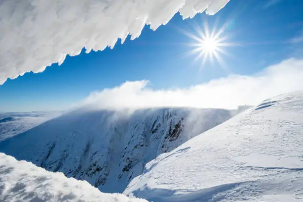 beautiful winter in Giant mountains during sunny day