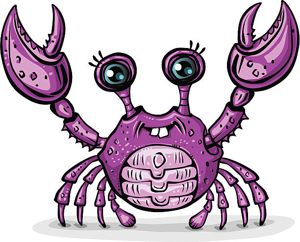 Happy_crab_violet - ilustração de arte em vetor