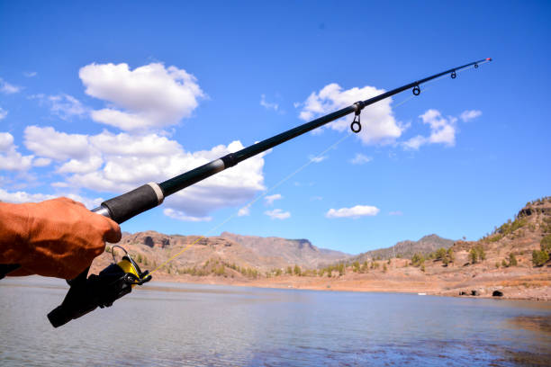 istock Fishing with rod on lake 1354255714