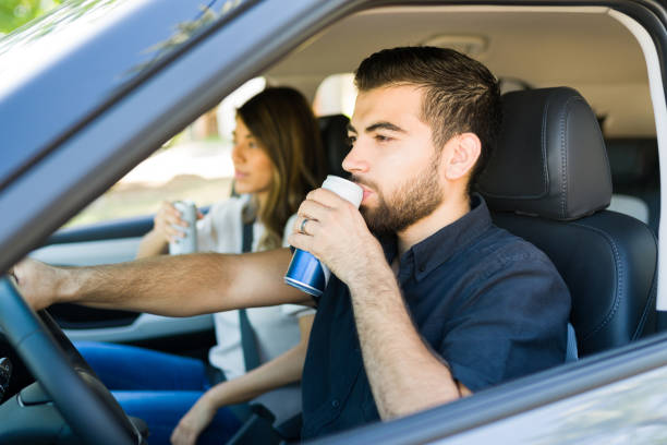 Couple taking a long trip in the car