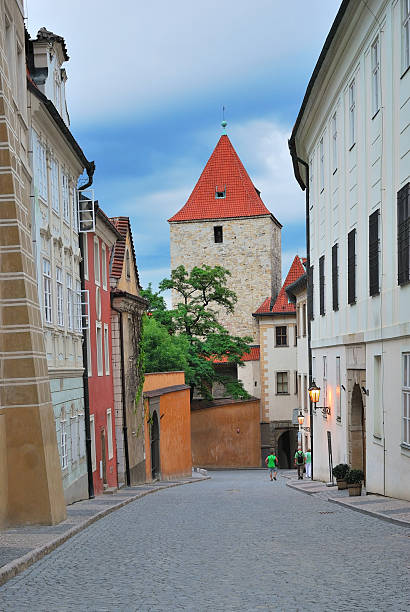 istock Old street in  Prague Castle at dusk 135425813