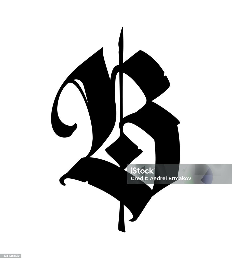 Letter B In The Gothic Style Vector Alphabet The Symbol Is Isolated On A  White Background Calligraphy And Lettering Medieval Latin Letter Logo For  The Company Monogram Elegant Font For A Tattoo