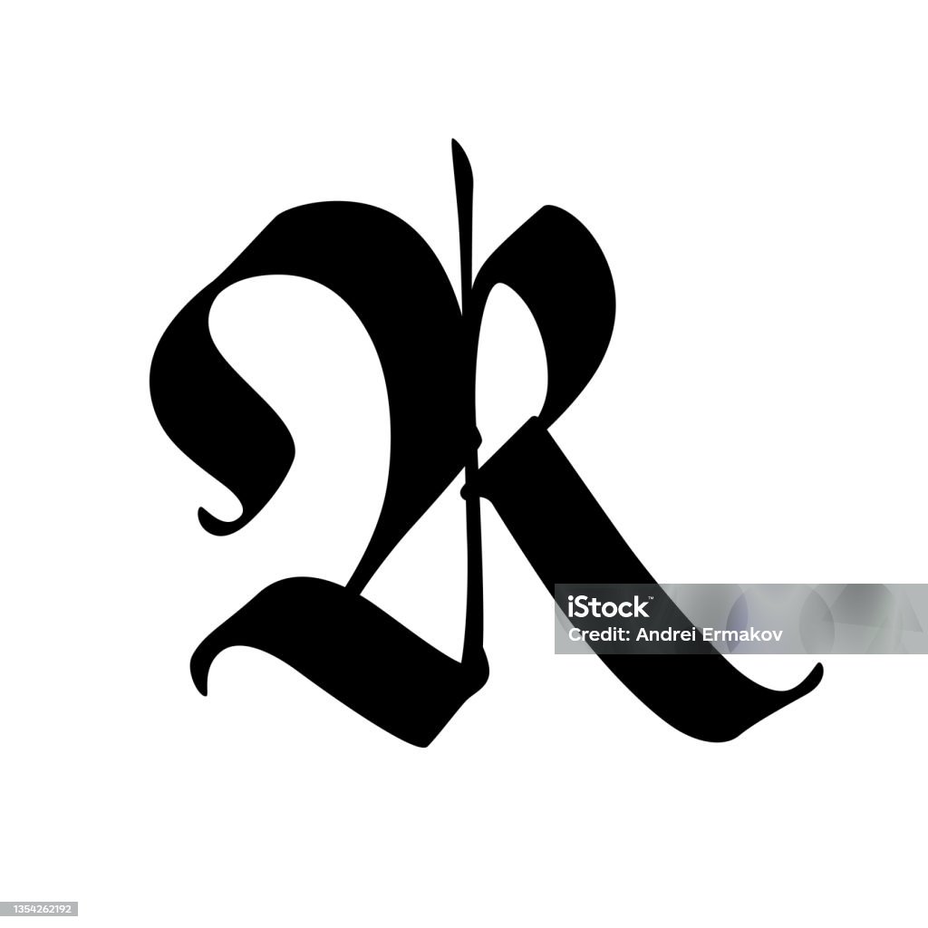 Letter R In The Gothic Style Vector Alphabet The Symbol Is ...