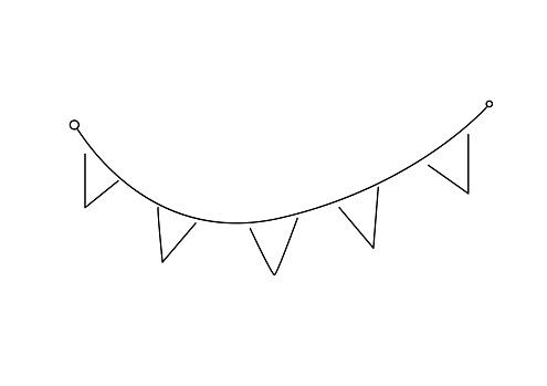 Outline Rounded Triangle Flag Doodle Vector Minimalistic Style Triangular Flags Garland In Outline ...
