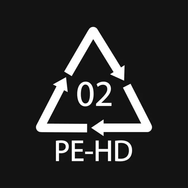 Vector illustration of High-density Polyethylene 02 PE-HD Black Icon Symbol