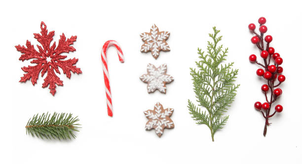 istock Christmas decoration design elements isolated on white background. Christmas, winter holiday, new year concept. 1354266156