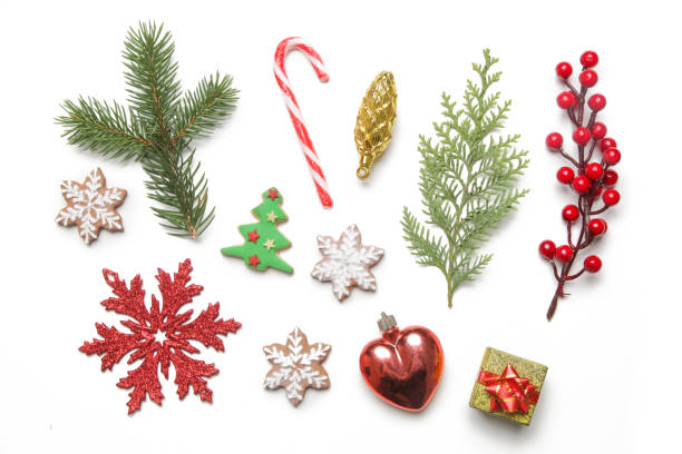 istock Christmas decoration design elements isolated on white background. Christmas, winter holiday, new year concept. 1354267281