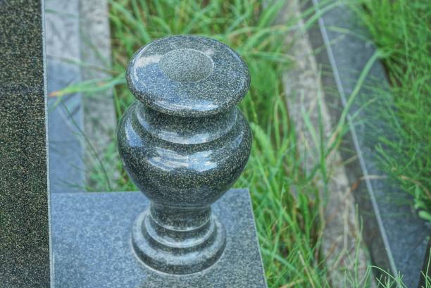 istock one big gray black granite vase stands on a gray marble slab 1354271932