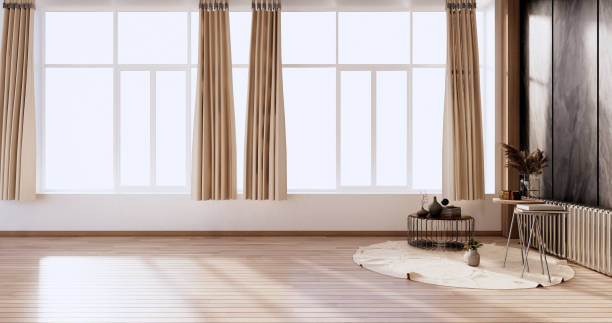 istock interior design,zen modern living room Japanese style.3D rendering 1354273121