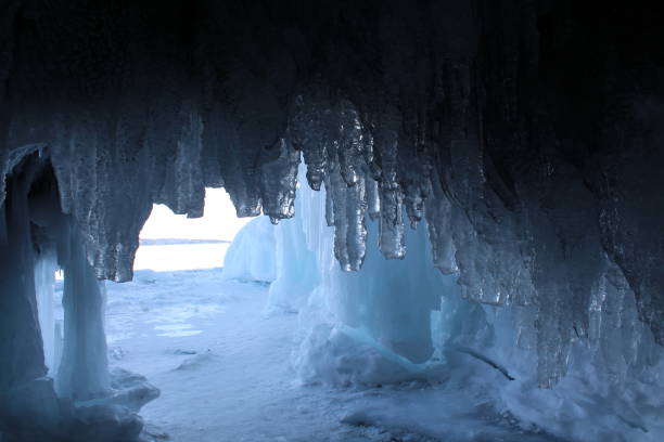 istock Baikal lake in winter, ice formations, icicles 1354278628